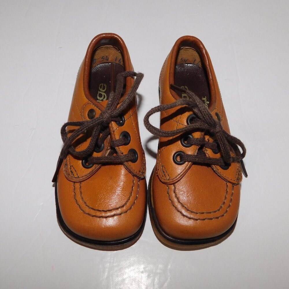 Vintage Baby Toddler size 5 Oxford Walking Shoes Savage Brown / Tan Leather